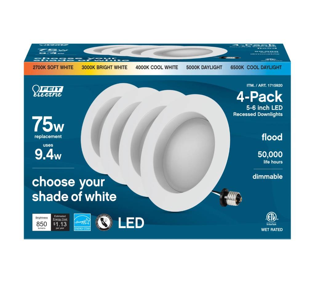 Feit Electric 75W Replacement 5-CCT LED Recessed Downlight – Brand New