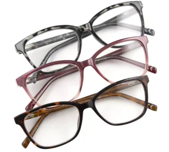 Design Optics by Foster Grant Kiersey Plastic Square Reading Glasses, 3-pack, Lens Power +1.35