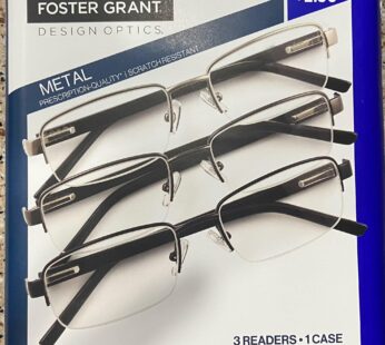 Design Optics by Foster Grant Lyden Semi-Rimless Rectangular Reading Glasses, 3-pack +2.50