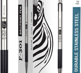 Zebra F-301 Retractable Ballpoint Pen, Fine Point 0.7mm, Black Ink, 12 ct