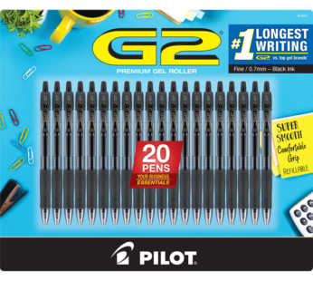 Pilot G2 Premium Gel Roller Fine/0.7mm Black Ink 20 Count