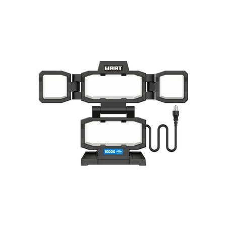 HART FSI 90-1253-10K Portable 4-Panel Plug-in LED Work Light, Adjustable, Foldable, Black, 10,000 Lumens