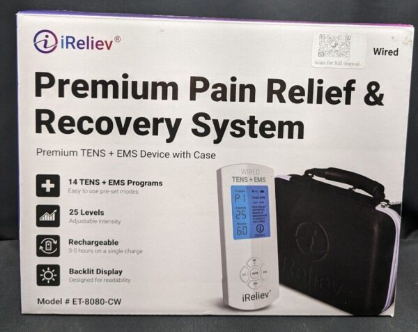 IReliev - TENS Unit + EMS Muscle Stimulator Pain Relief & Recovery System