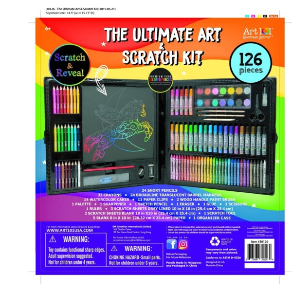 Art 101 Ultimate Scratch and Doodle Multifunctional Art Set for Children with 126 Pieces