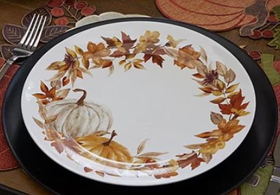 Linden Street Woodland Spice Pumpkin 4-Pc. Stoneware Salad Plate - WHITE ONE SIZE