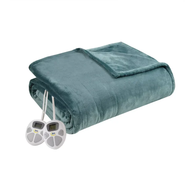 Serta Heated Midweight Electric Blanket Blue - Twin