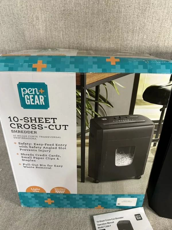 Pen & Gear 10-Sheet Cross-Cut Paper Shredder, Black - Image 3