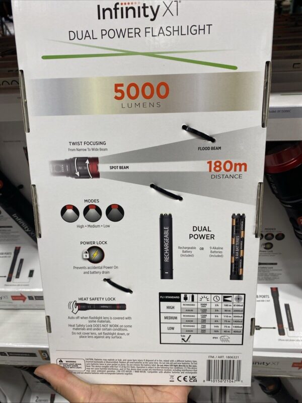 Infinity X1 Dual Power Rechargeable Flashlight 5000 Lumens - Image 2