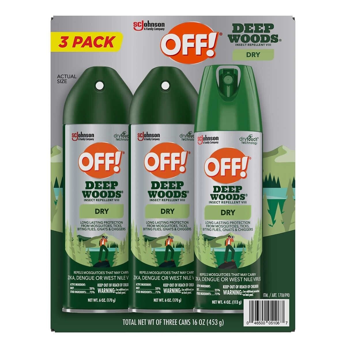 OFF! Deep Woods Dry Insect Repellent 3 Pack - Image 2