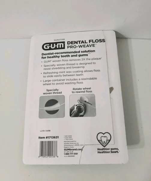 GUM Pro-Weave Woven Dental Floss, Shred Resistant Waxed Floss, Mint Flavored, 3 Count + 2 Travel Units C3 - Image 3