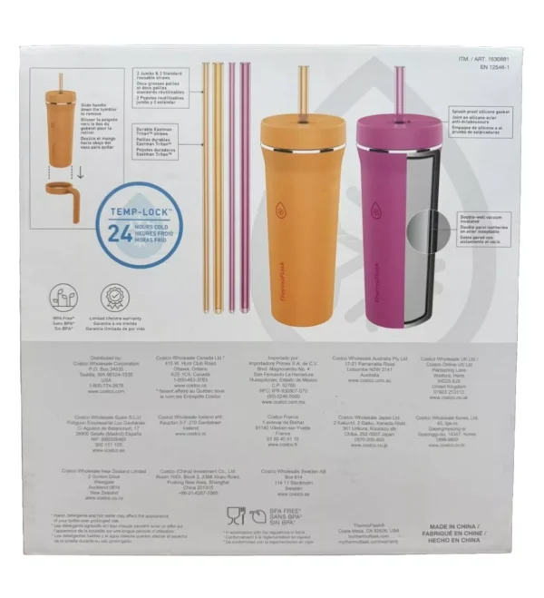 ThermoFlask 32 oz Double Wall Vacuum Insulated Stainless Steel Water Bottle with Spout and Straw Lid - Image 3