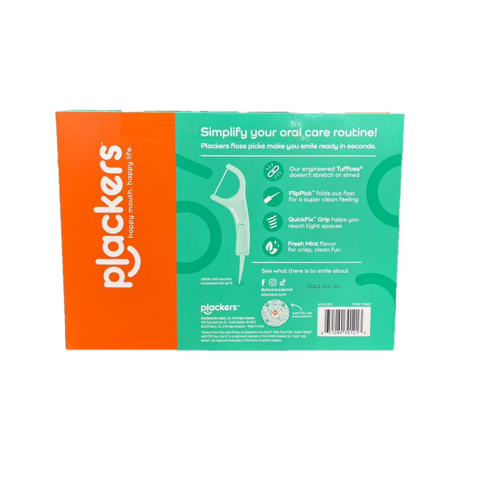 Plackers Micro Line Flossers – Fresh Mint, 600 Picks