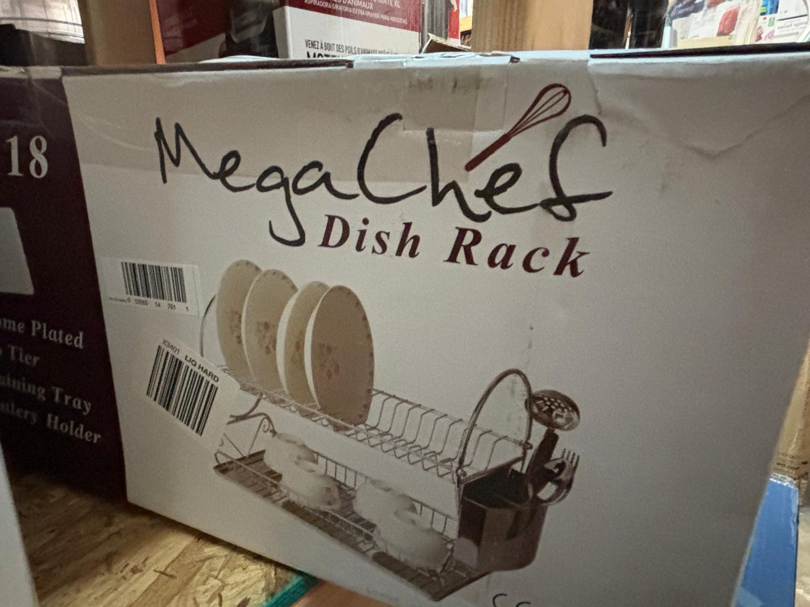 MegaChef Chrome Plated 17.5 Inch Two Shelf Dish Rack Silver