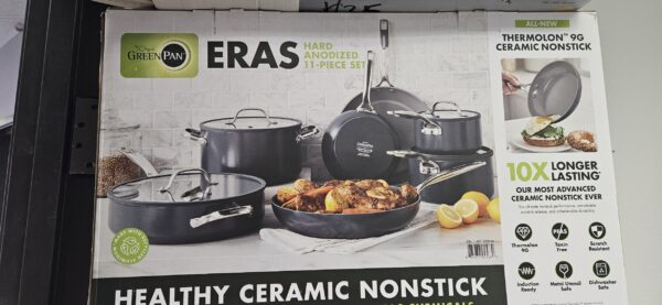 GreenPan Valencia Pro Hard Anodized Ceramic Nonstick Cookware Pots and Pans Set, 11-Piece