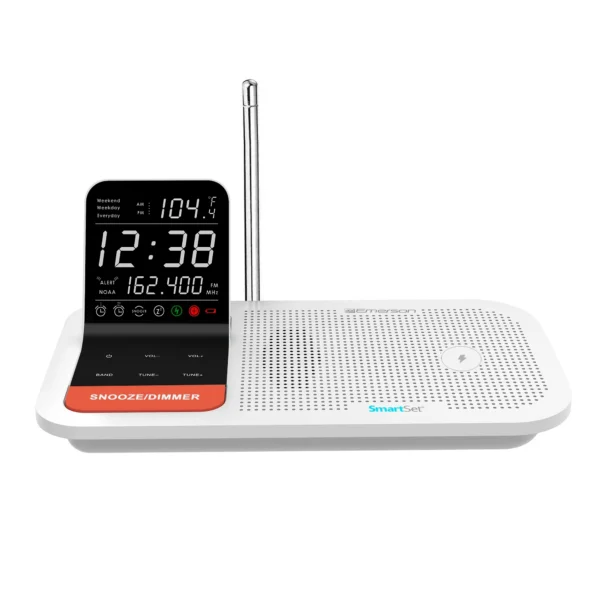Emerson WBS12 Smartset Weather Band Temperature Sensor Dual Alarm Clock Radio