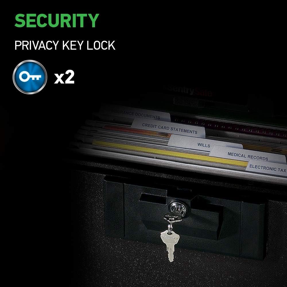 SentrySafe Black Fireproof Document Box with Key Lock, Safe Secures Files and Documents for Home or Office, 0.61 Cubic Feet, 13.6 x 15.3 x 12.1 inches, 1170 - Image 4