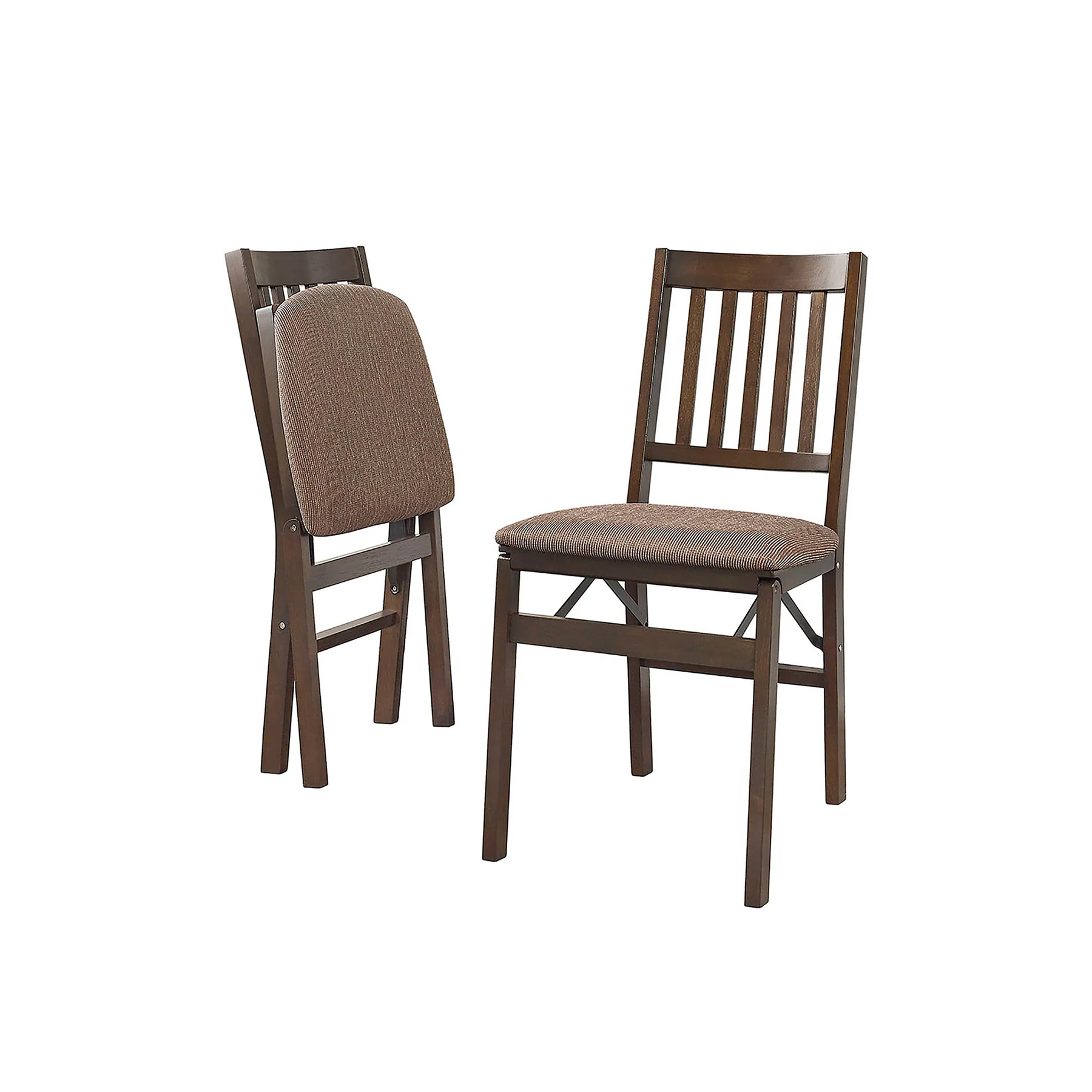 Stakmore Wood Upholstered Folding Chair, 2-pack