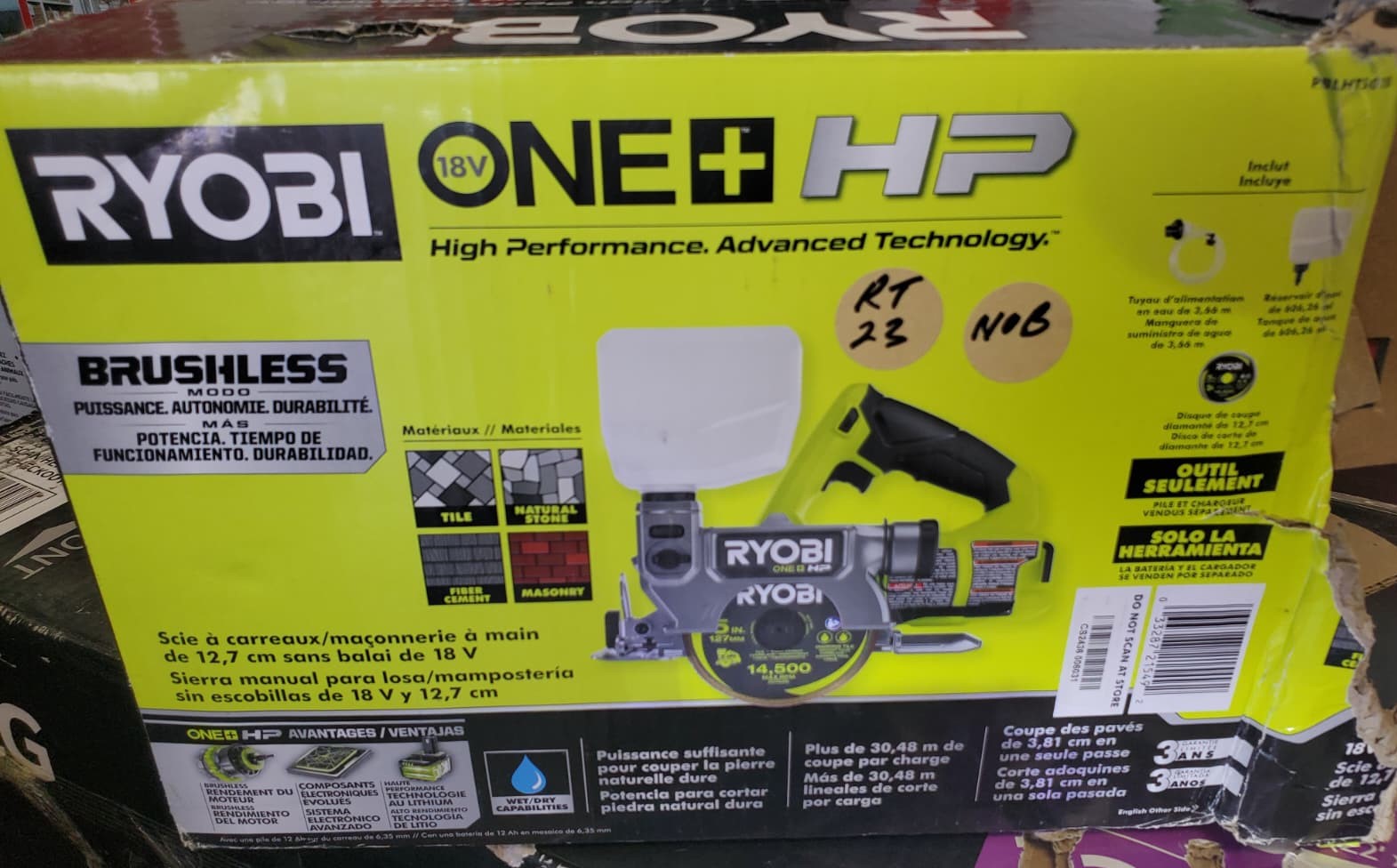 Ryobi ONE+ HP 18V Cordless Handheld WetDry Masonry Tile Saw