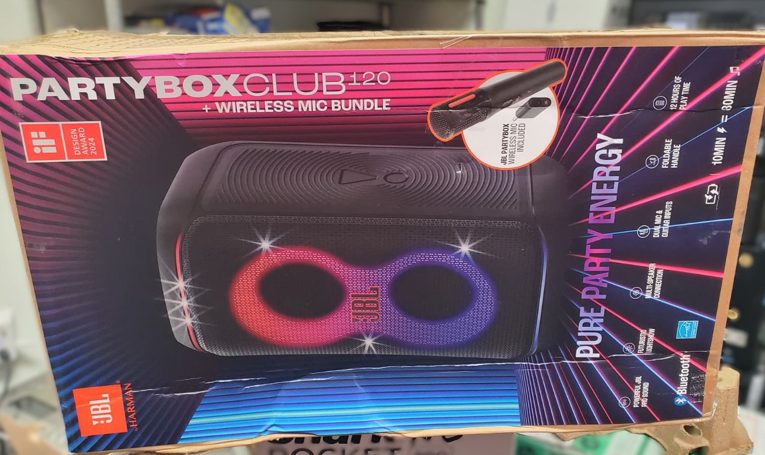 JBL PartyBox 120 Portable Party Speaker + Wireless Microphone Powerful Sound & Lightshow