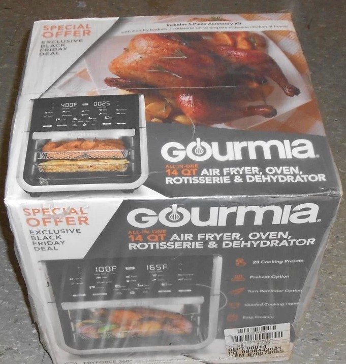 Gourmia GAF129 Air Fryer OvenRotisserie & Dehydrator Black