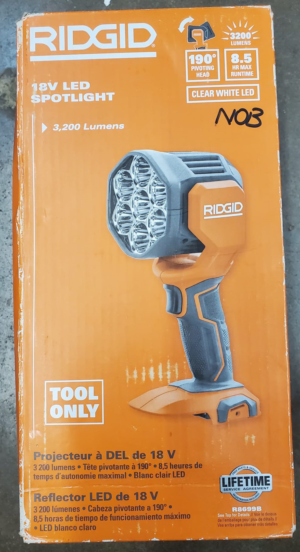 RIDGID 18V Cordless LED Spotlight (Tool Only)