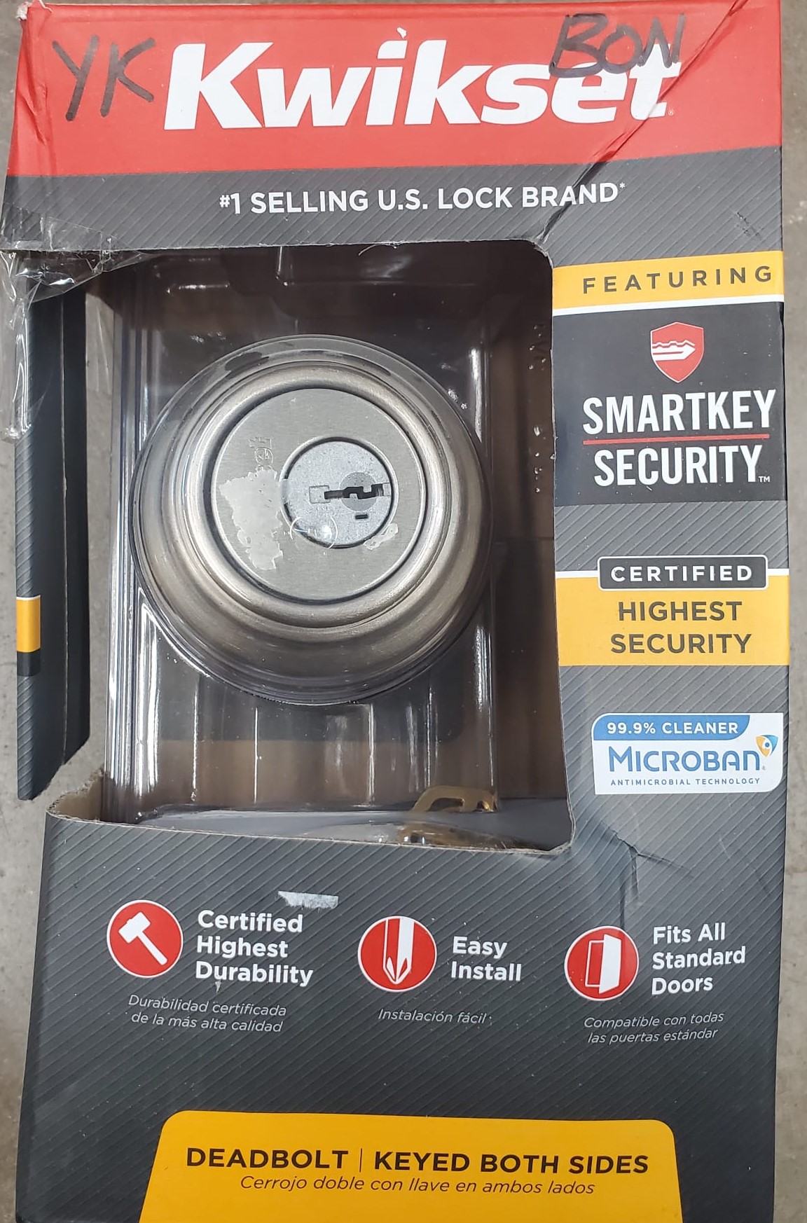 Kwikset Satin Nickel Double Cylinder Deadbolt featuring SmartKey Security