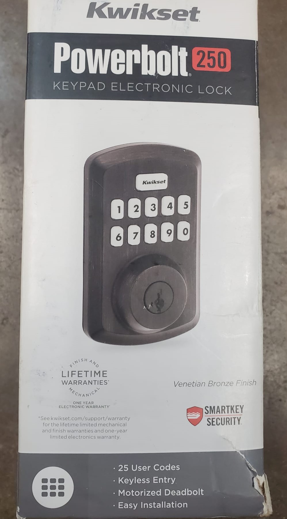 Kwikset Powerbolt 250 10-Button Keypad Venetian Bronze Transitional Electronic Deadbolt Door Lock