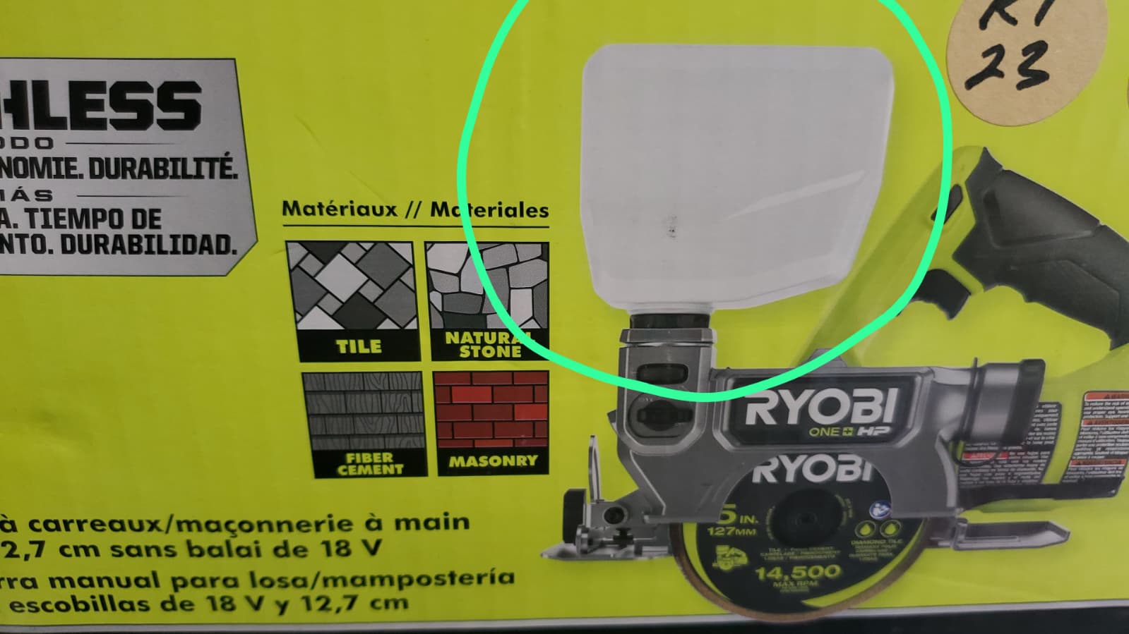 Ryobi ONE+ HP 18V Cordless Handheld WetDry Masonry Tile Saw - Image 8