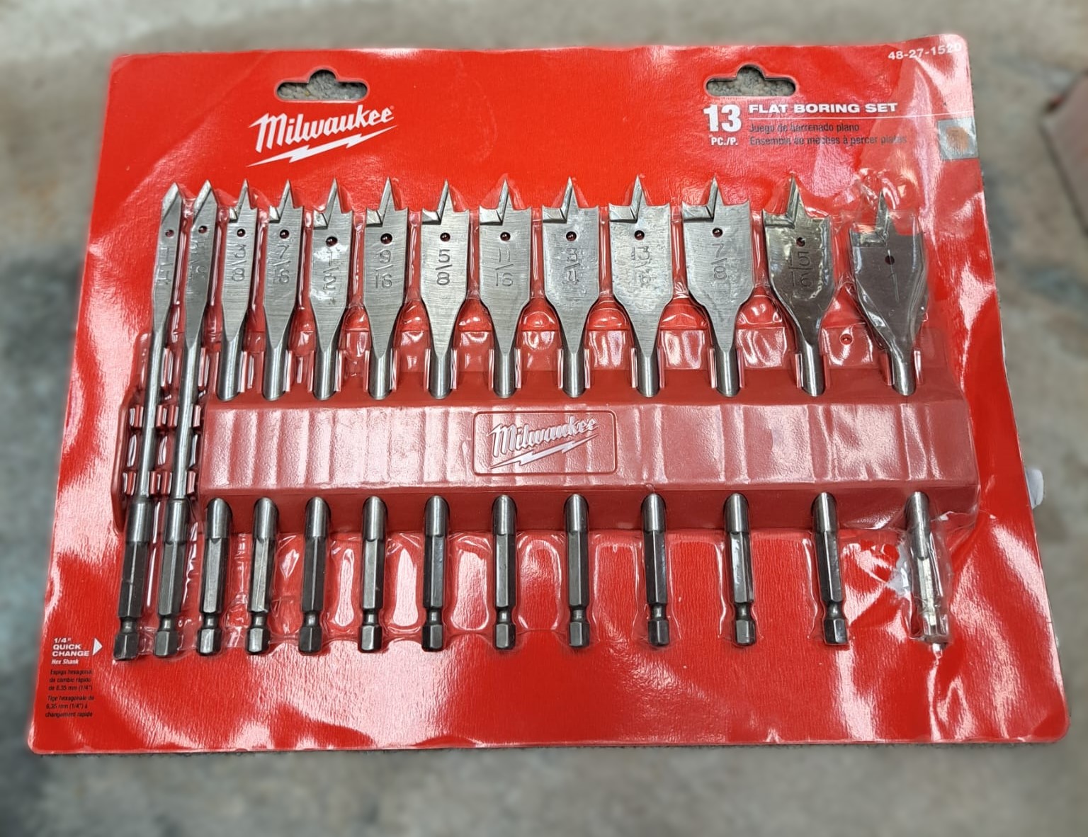 Milwaukee 48-27-1520 Flat Boring Bit Set, Silver (13 Pcs)