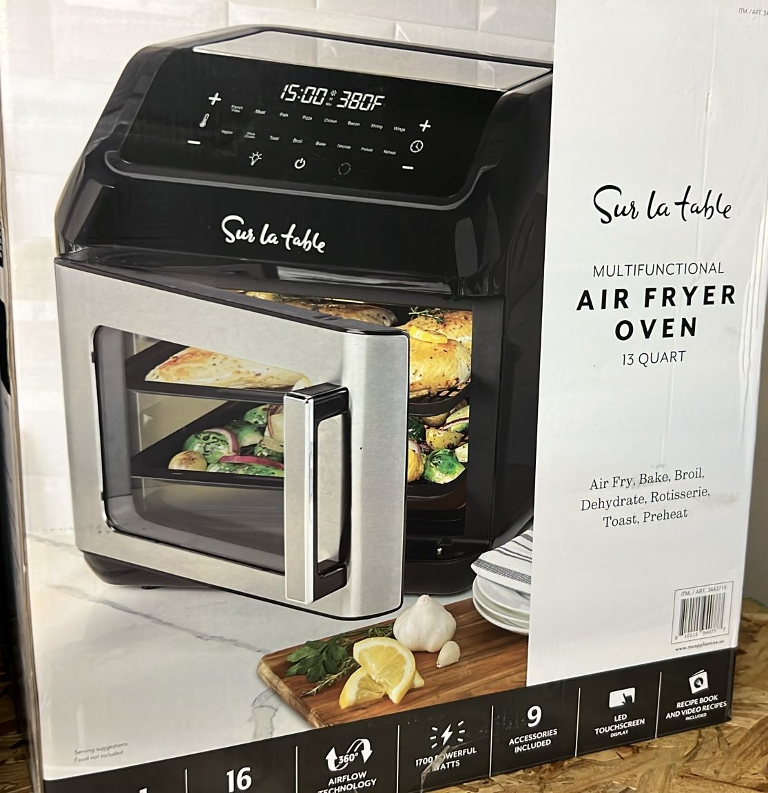 Sur La Table 13 qt Air Fryer, Black, Silver - Programable Settings