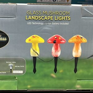 Infinity X1 Glass Mushroom Landscape Solar Lights, 3-pack
