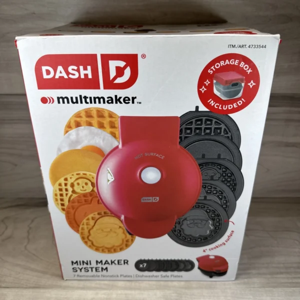 Dash multimaker mini waffle system with 7 removable plates and storage case
