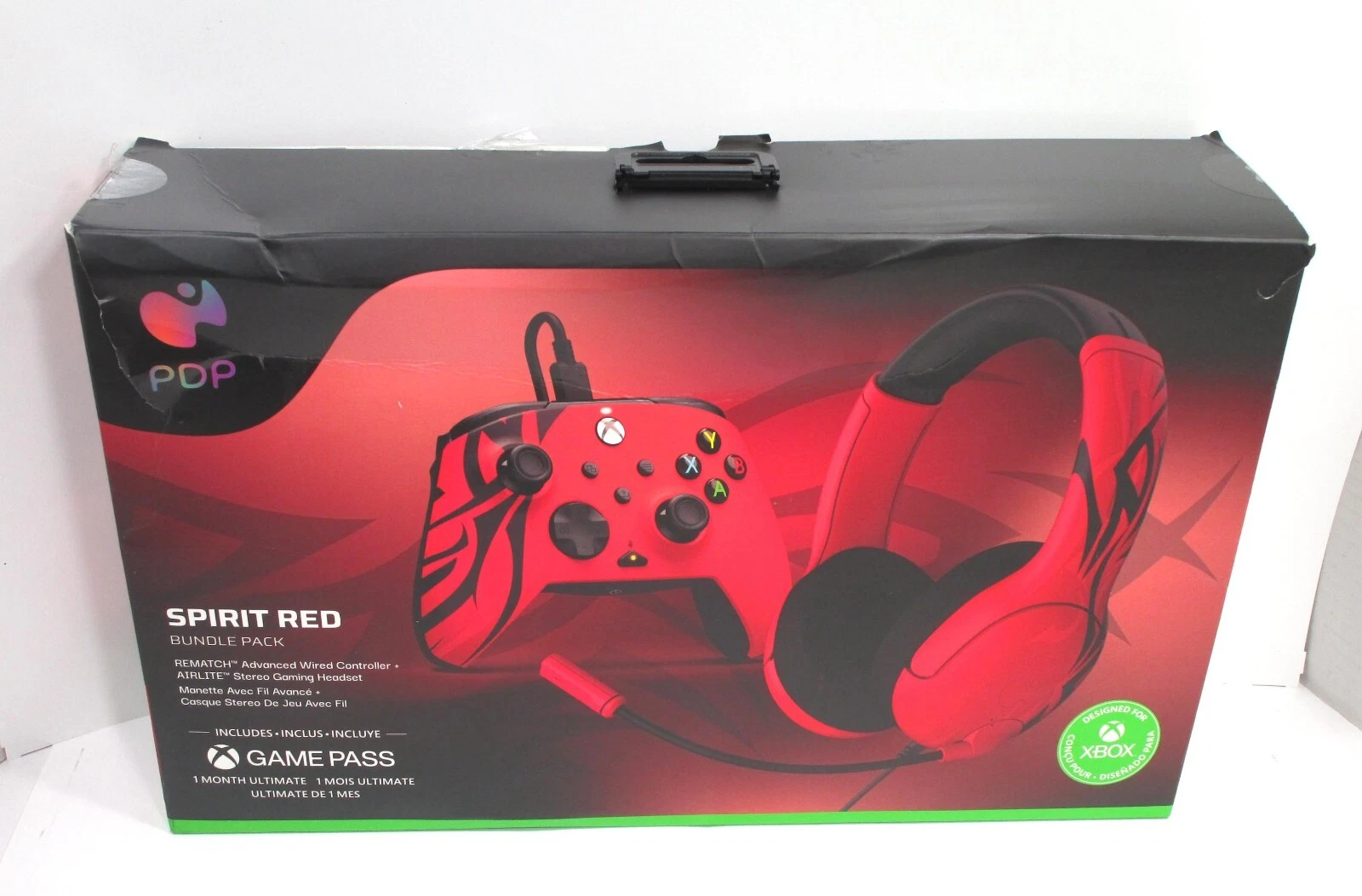 PDP Xbox Spirit Red Bundle Pack Rematch Controller + Airlite Gaming Headset