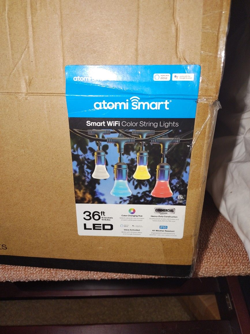 Atomi Smart Wifi Color Changing String Lights 36 ft 18 Bulbs
