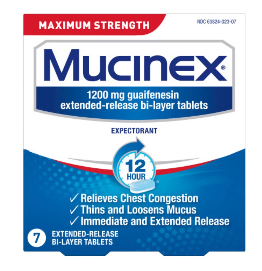 Mucinex 12-Hour Maximum Strength Expectorant, Immediate Extended Release, 7 Ct