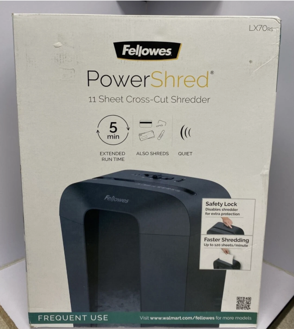 Fellowes LX70-RS 11 Sheet Cross Cut Personal Paper Shredder