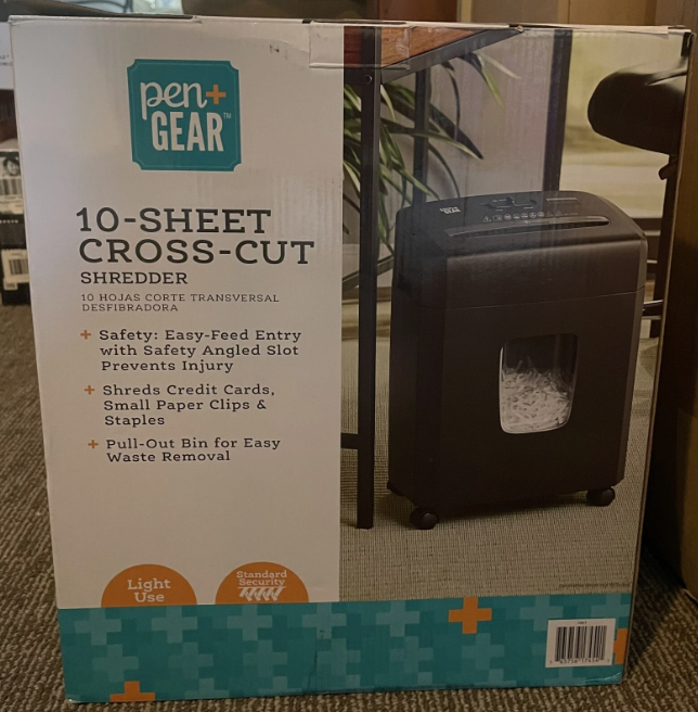 Pen + Gear 10 Sheet Cross-Cut Shredder, 4-Gallon Collection Bin, Black