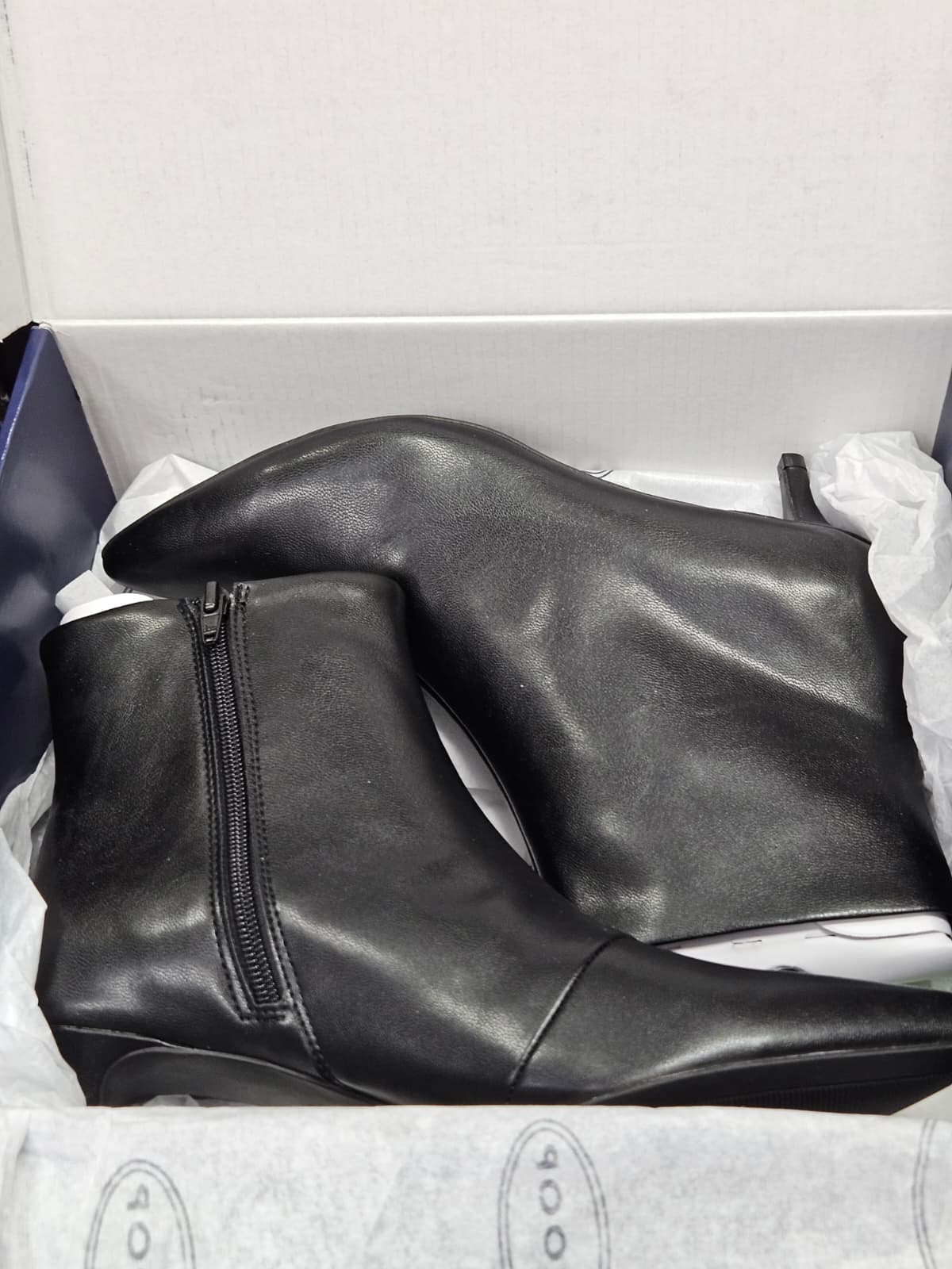 Unique Bargains Women's Side Zipper Pointed Toe Stiletto Heel Ankle Boots Black Size 8.5