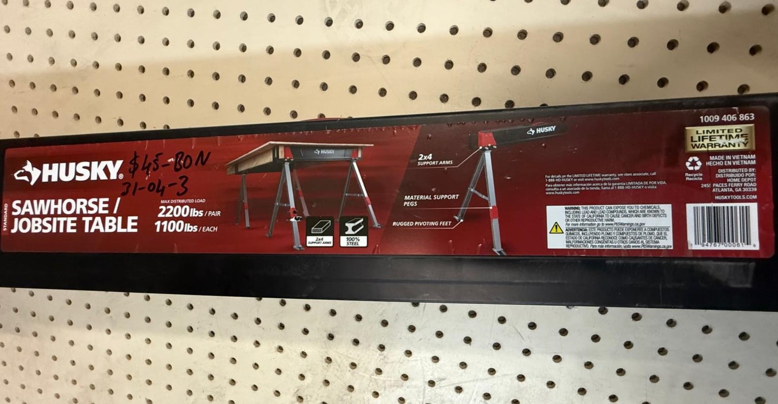 Husky 2x4 Steel Saw Horse and Jobsite Table with 1100 lbs. Capacity