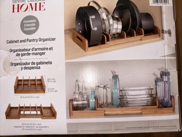 Seville Classics Home Expandable Bamboo Brown Cabinet And Pantry Organizer - Image 3