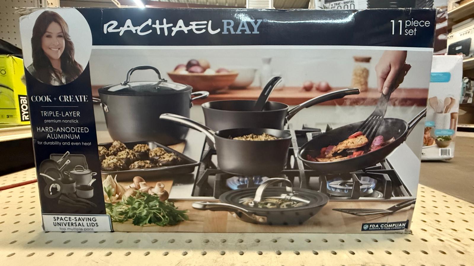 Rachael Ray Cook + Create 11 Piece Hard Anodized Nonstick Cookware Set,