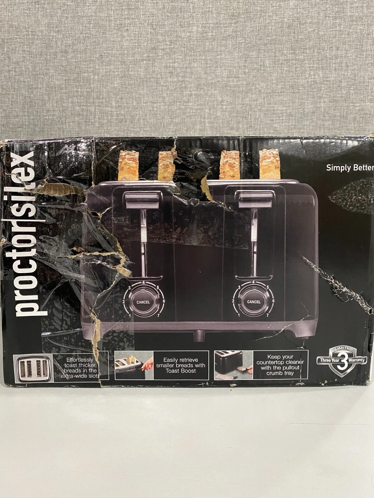 Proctor Silex 4 Slice Toaster with Extra Wide Slots for Bagels, Cool-Touch Walls