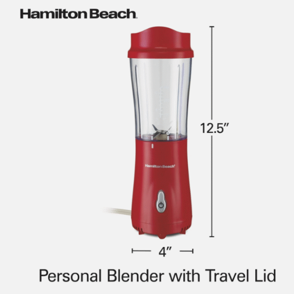Hamilton Beach Shakes and Smoothies with BPA-Free Personal Blender, 14 oz, Red - Image 3