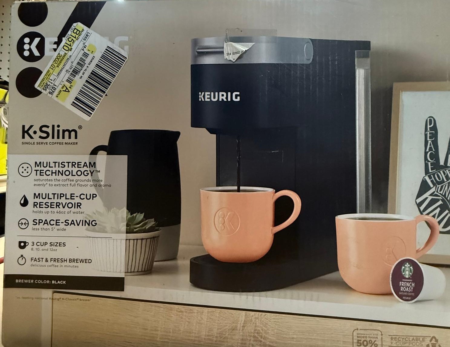 Keurig K- Slim Single Serve K-Cup Pod Coffee Maker, MultiStream Technology, Black