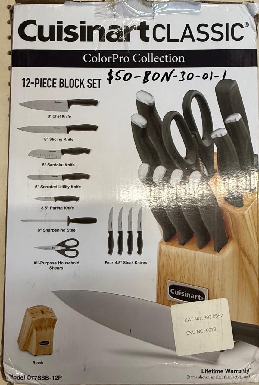 Cuisinart C77SSB-12P Color Pro Collection Cutlery Set Black 12 count