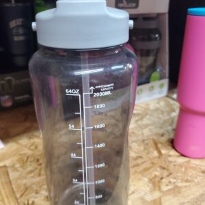 Wellness 64oz Sports Water Bottle Gray with Straw