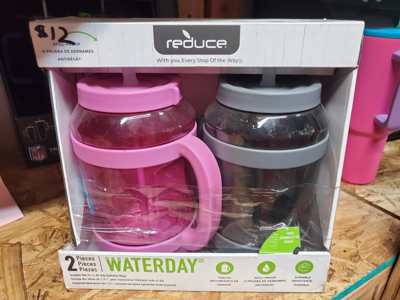 2 Pack Reduce Waterday 80oz All Day Hydration Mug W/ Tracks and Straws - Image 3