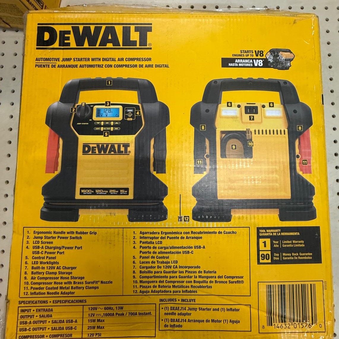 DEWALT 1600 Peak Amp Jump Starter with Digital Compressor and USB Power Bank - Image 6