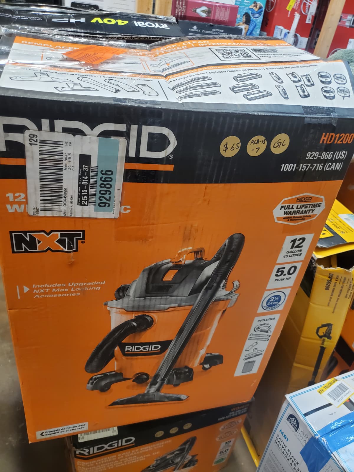 RIDGID 12 Gal. 5.0 Peak HP NXT Shop Vacuum Wet Dry Vac