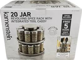 Kamenstein 20 Jar Revolving Spice Rack with Integrated Tool Caddy